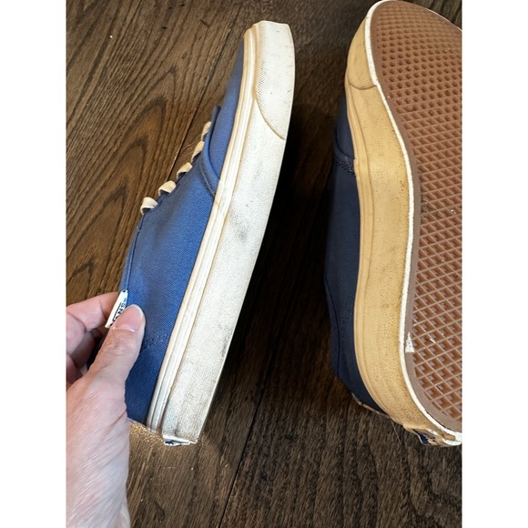 VANS Size 7.5 Women's Blue  Canvas‎ Sneakers with Plaid Stripe on Back - Picture 11 of 11